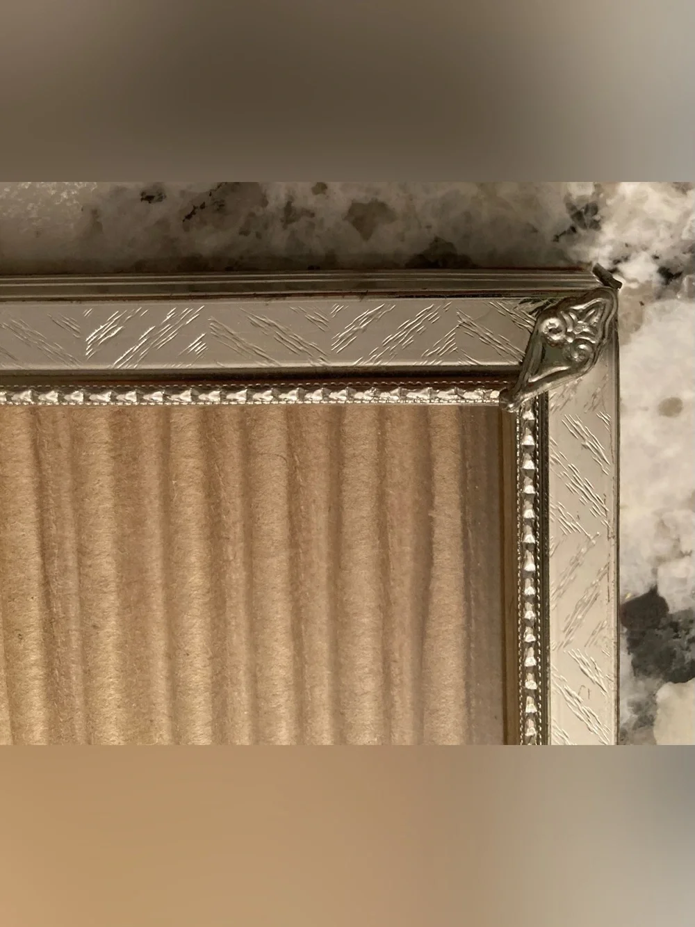 Vintage MCM Ornate Bi-fold Silver Tone Picture Frame
